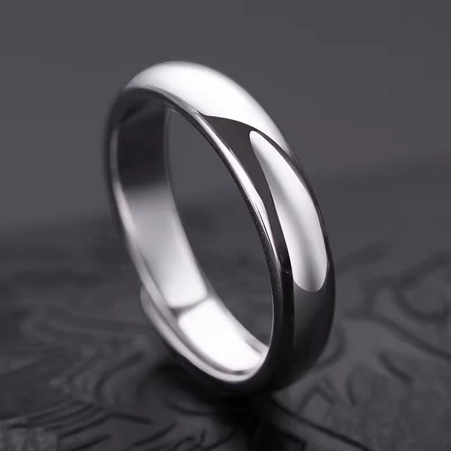 Simple S999 Pure Silver Glossy Simple Bracelet Ring