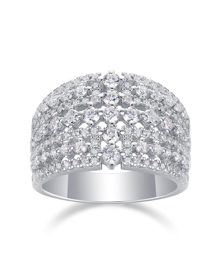 Many Diamonds Are Arranged Luxuriously Fashionable Moissanite Silver Rings